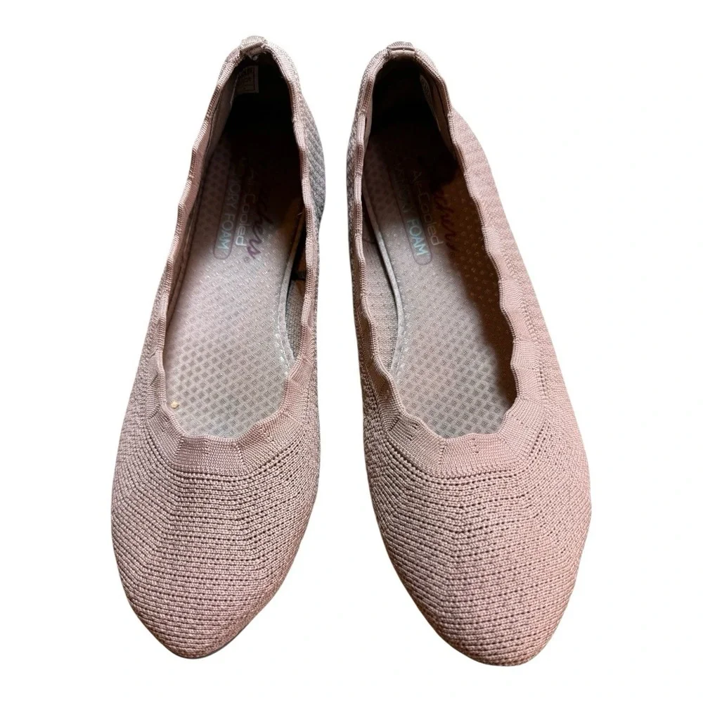 Skechers Shoes Womens 8.5 Cleo‎ 2.0 Love Spell Mocha Slip On Knit Ballet Flats